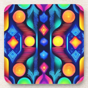 Dessous-de-verre Neon Geometry Mandala Art