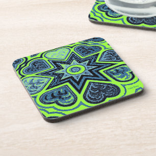 dessous de verre 'Neon Green & Blue Love'