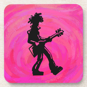 Dessous-de-verre New York Boogie Nights Guitare Hot Pink