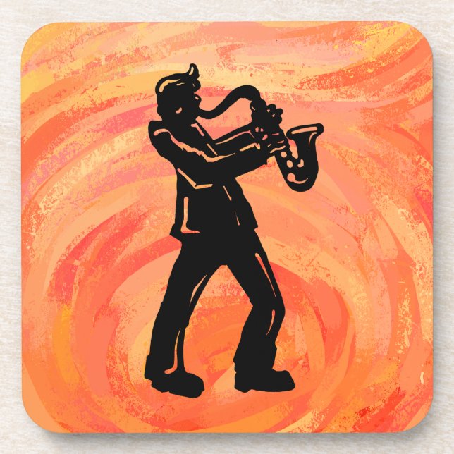 Dessous-de-verre New York Boogie Nights Saxophone Orange (Devant)