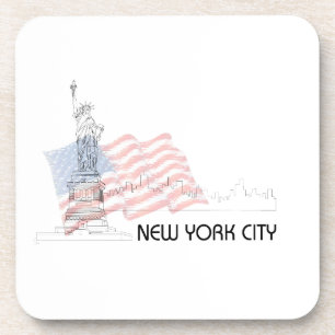Dessous-de-verre New York - Drapeau de la Statue de la Liberté USA