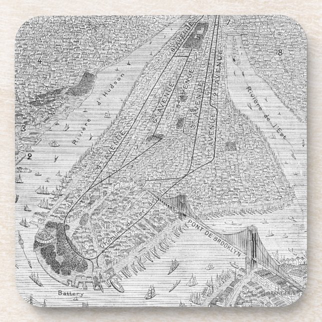 Dessous-de-verre New York : Train d'EL, C1878 (Devant)