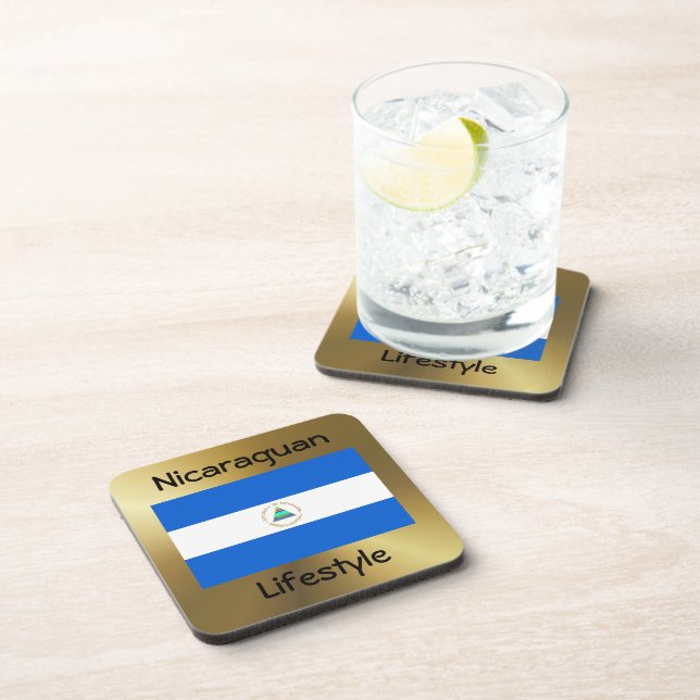 Dessous-de-verre Nicaragua Drapeau+Dessous de verre texte (Côté Droit)