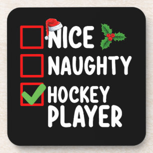 Dessous-de-verre Nice Naughty Joueur de hockey Liste de Noël Père N