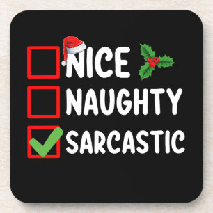 Dessous-de-verre Nice Naughty Sarcastique Liste de Noël Sarcasme