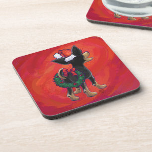Dessous-de-verre Noël Chihuahua en rouge