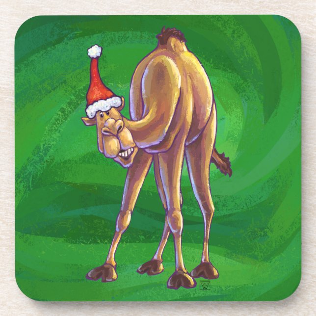Dessous-de-verre Noël De Camel Sur Vert (Devant)