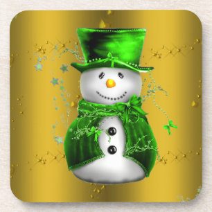 Dessous-de-verre Noël des motoneiges vert et or