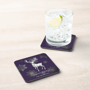 Dessous-de-verre Noël des rennes d'ivoire   Personnalisé violet
