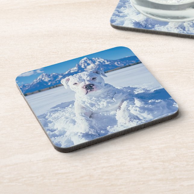 Dessous-de-verre Noël Pitbull Chien Snowman (Côté gauche)