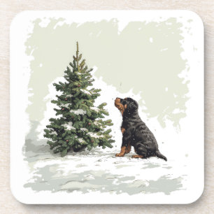 Dessous-de-verre Noël Rottweiler Chien Arbre de Noël