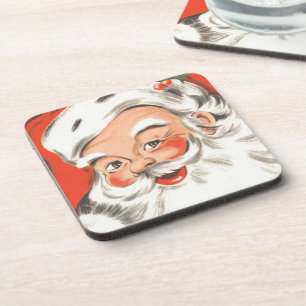 Dessous-de-verre Noël vintage, joyeux Père Noël avec sourire