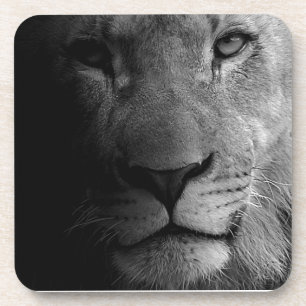 Dessous-de-verre Noir Blanc Motivation Leadership Lion Portrait