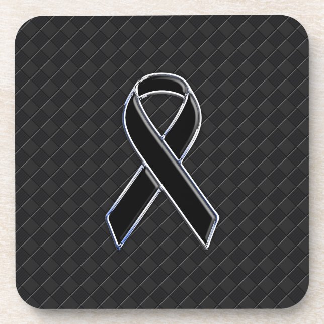 Dessous-de-verre Noir Chrome Style Ribbon Sensibilisation (Devant)