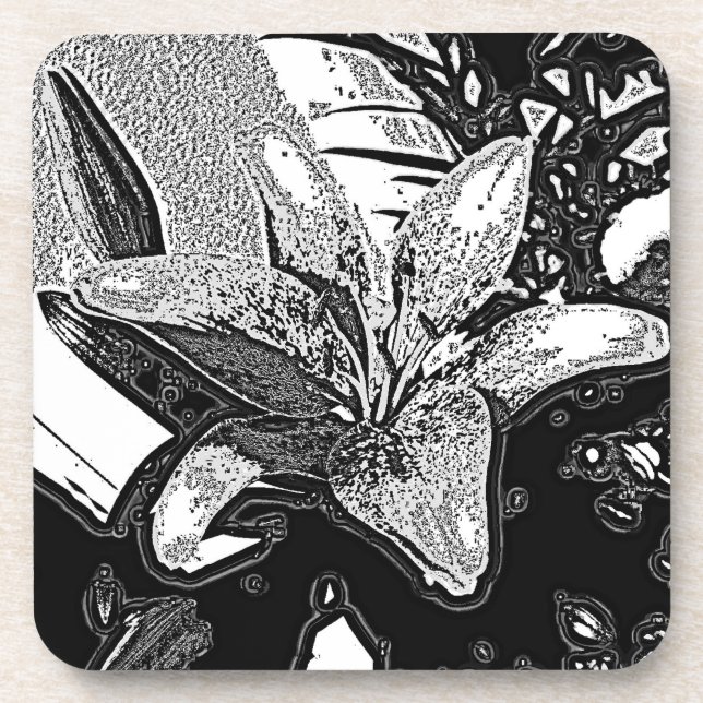 Dessous-de-verre noir et blanc abstrait formes modernes (Devant)