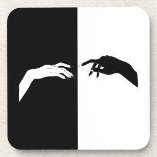 Dessous-de-verre Noir et blanc Mains Moderne Art