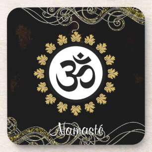 Dessous-de-verre Noir et or de méditation d'incantation de symbole