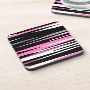Dessous-de-verre Noir rose et blanc Abstrait