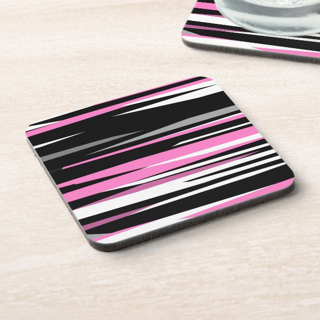 Dessous-de-verre Noir rose et blanc Abstrait (Côté gauche)