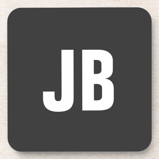 Dessous-de-verre Noir sobre simple et tendance initiales monogramme (Devant)