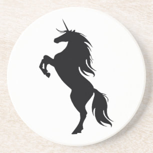 Dessous de verre noirs de silhouette de licorne