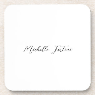Dessous-de-verre Nom de calligraphie Élégant minimaliste de plaine