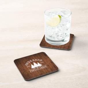 Dessous-de-verre Nom de famille Cabine Rustic Wood Forest