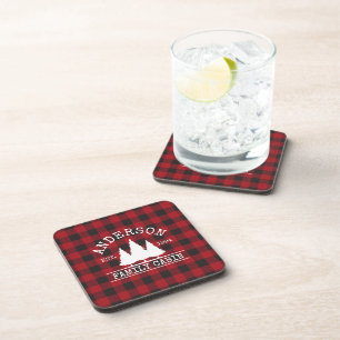 Dessous-de-verre Nom de famille du cabine Red Buffalo Plaid
