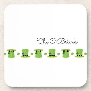 Dessous-de-verre Nom de famille irlandais Shamrock Vert Casquette I