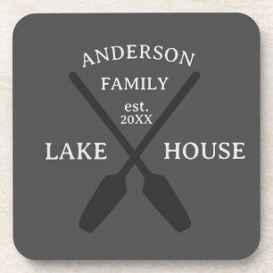 Dessous-de-verre Nom de famille personnalisé Lake House Accueil