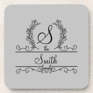 Dessous-de-verre Nom de famille personnalisé monogramme