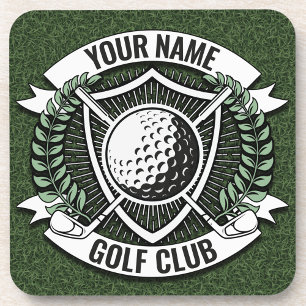 Dessous-de-verre NOM personnalisé Golfer Golf Club Turf Clubhouse