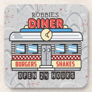 Dessous-de-verre NOM Personnalisé Retro les années 50 Diner Signe