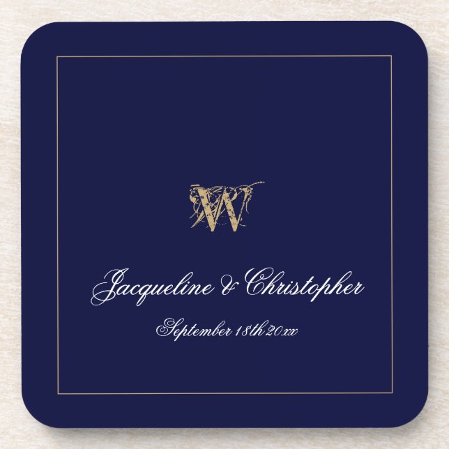Dessous-de-verre Noms monogrammes de cadeau de mariage/nouvellement (Devant)