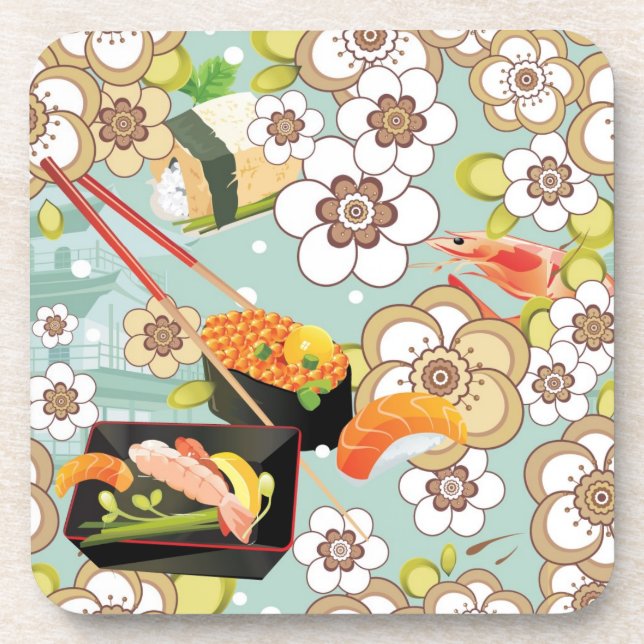 Dessous-de-verre Nourriture japonaise : Motif 4 de sushi (Devant)