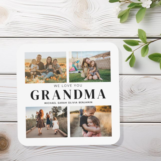 Dessous-de-verre Nous t'aimons Grand-mère Personnalisé 4 Photo Coll (Créateur téléchargé)