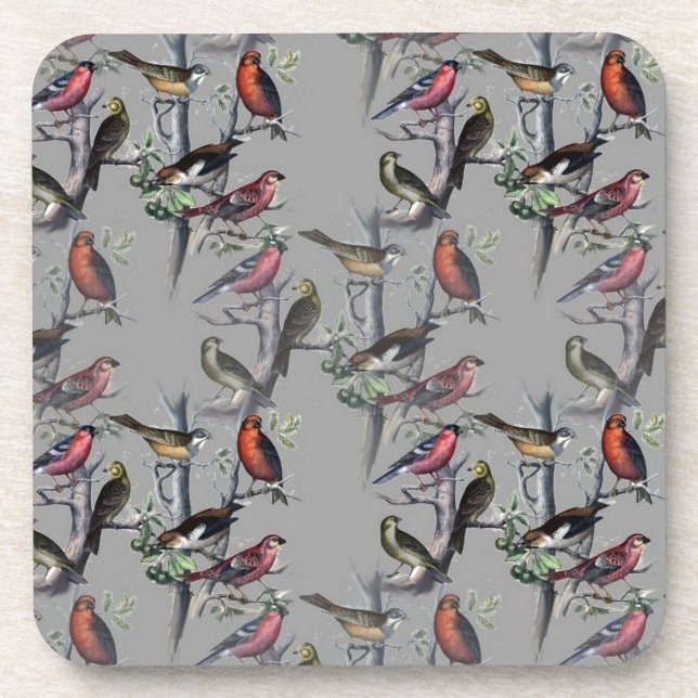 Dessous-de-verre Nouveaux accessoires de motif d'oiseaux, gris d'ar (Devant)