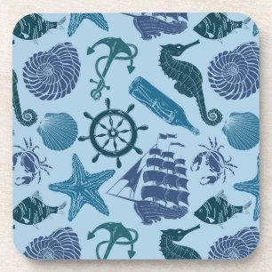 Dessous-de-verre Nuances nautiques de motif bleu