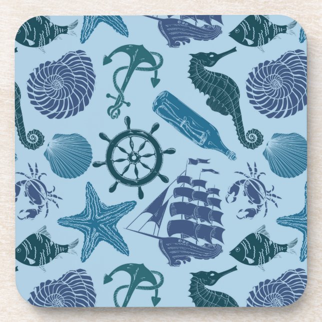 Dessous-de-verre Nuances nautiques de motif bleu (Devant)