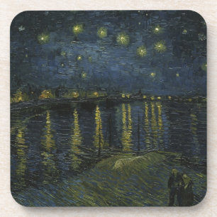 Dessous-de-verre Nuit étoilée sur le Rhône, peinture à l'huile Van