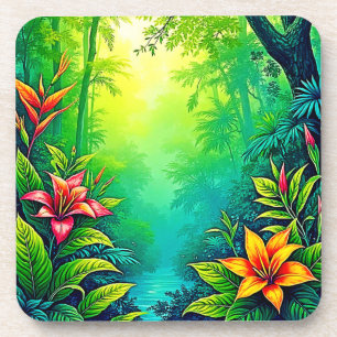 Dessous-de-verre Oasis de la jungle tropicale luxuriante