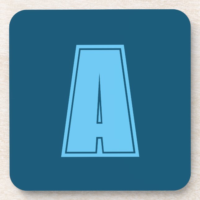 Dessous-de-verre Océan & Ciel Bleu Premier Monogramme Calligraphie  (Devant)