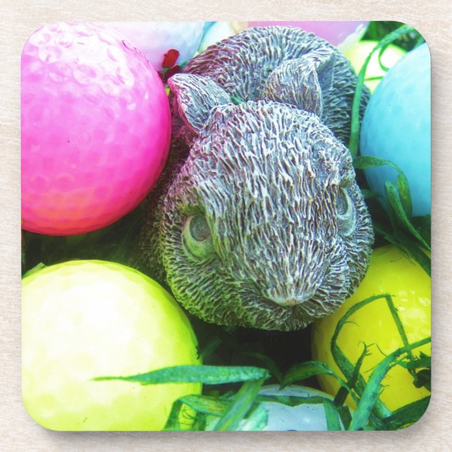 Dessous-de-verre Oeufs de Pâques, Lapin, Ballons de golf (Devant)