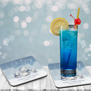 Dessous-de-verre Oh Boy Winter   Baby shower des bois