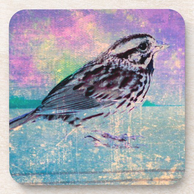 Dessous-de-verre Oiseau Abstrait coloré : Oiseau chanteur vibrant (Devant)