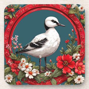 Dessous-de-verre Oiseau Coloré avec Cadre Floral