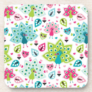 Dessous-de-verre oiseau et hibou de paon