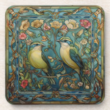 Oiseaux chanteurs amoureux, design Art nouveau rom