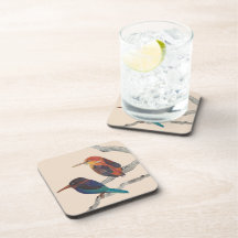 Oiseaux colorés sur un ensemble de six Dessous de 