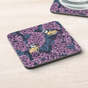 Dessous-de-verre Oiseaux dans le jardin violet lilas